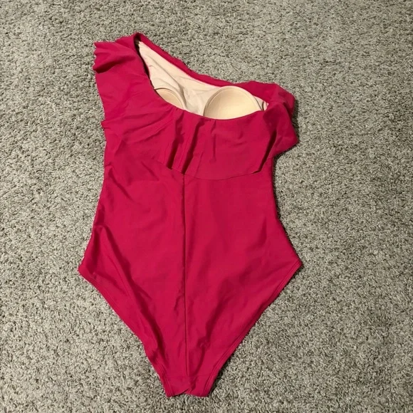 Kona Sol Red and Cream Swimsuit - Picture 2 of 3
